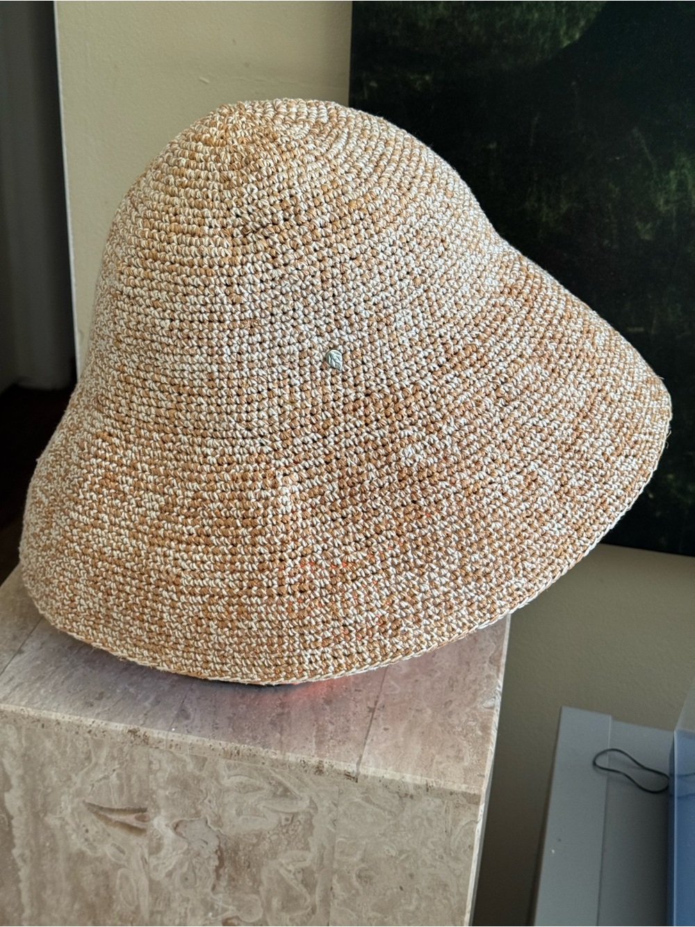 Helen Kaminski Raffia Crochet Sun Hat 12cm Brim Handmade Madagascar